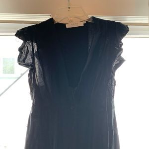 ASTR black linen midi dress with pockets